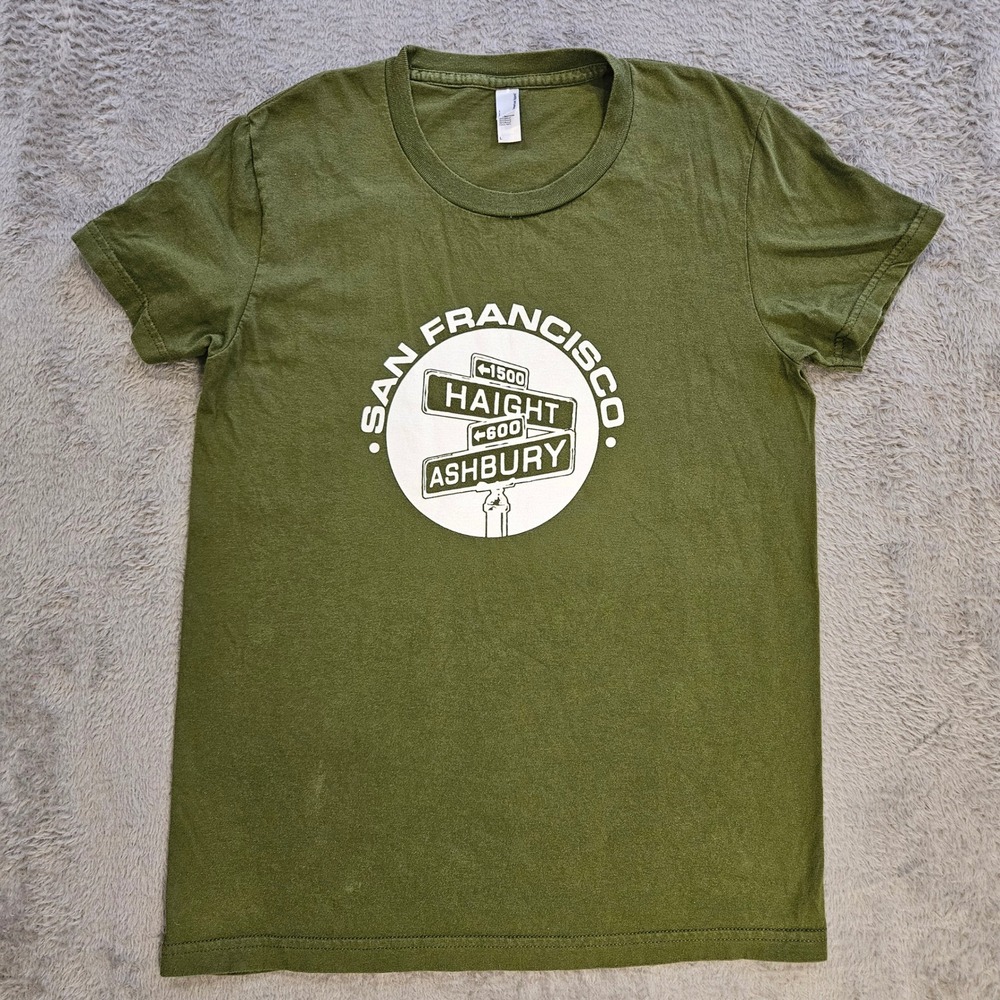 American Apparel Kids San Francisco Haight Ashbury Graphic Tee Olive Green L